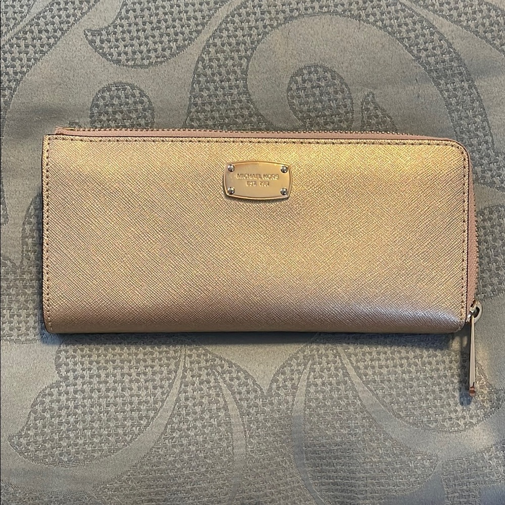 Michael Kors Gold Zip-Around Wallet
